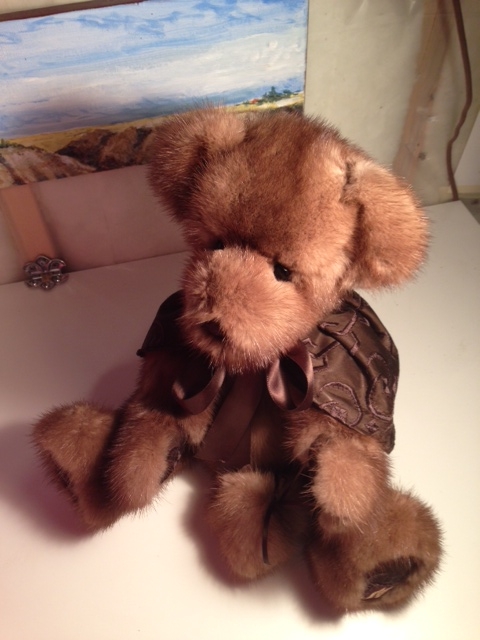 My Teddy Bear made from my beloved Mom's mink coat